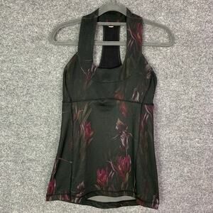 Lululemon Top Womens Black Floral Built in Bra Racerback Workout Athletic Sz‎ 4